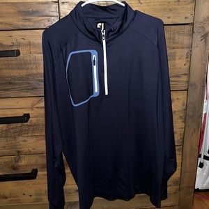 Footjoypull over navy with baby blue piping